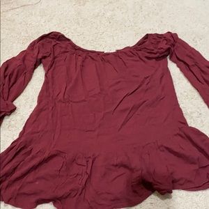 Red off the shoulder flowy top